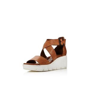 NWT PAUL GREEN Womens Brown 1" Platform Cassie Wedge Leather Sandals Shoes 7.5